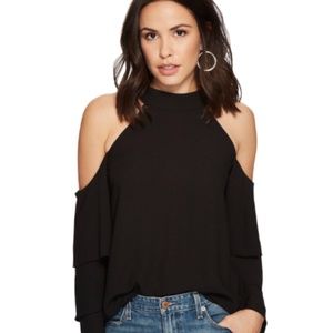 1.STATE Women's Black Cold Shoulder Blouse